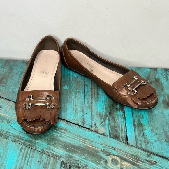 Salvatore Ferragamo Brown Loafers Size 9.5 Neutral Minimalist Business Casual - Picture 2 of 13